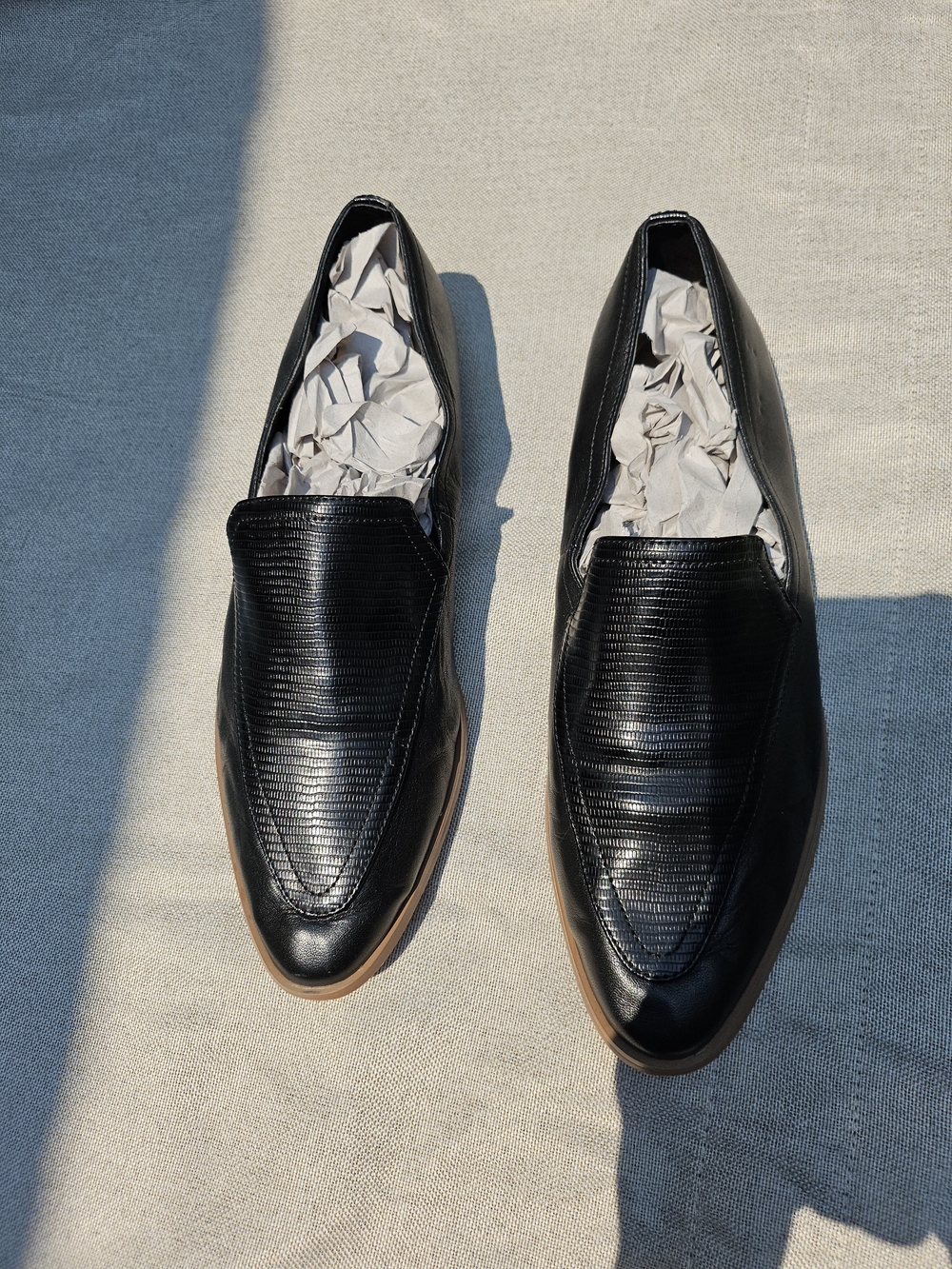 Vince Camuto Black Textured Leather Slip-On Loafers